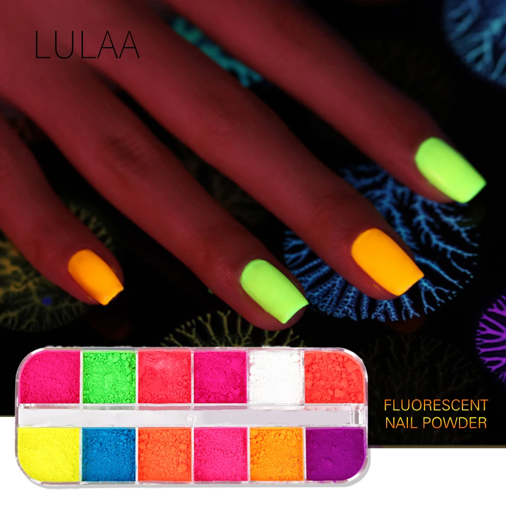 LULAA 12 видов цветов/комплект флуоресцентные неоновые пигмент для ногтей с