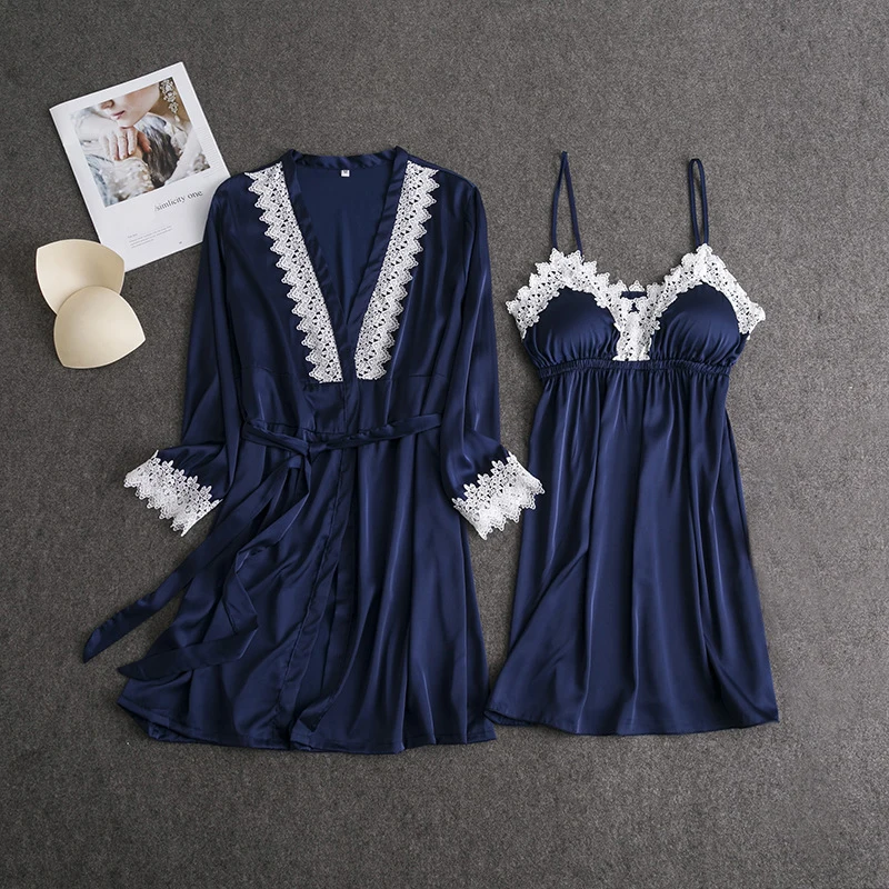 Женский пижамный комплект из 2 предметов пикантная кружевная ночная рубашка