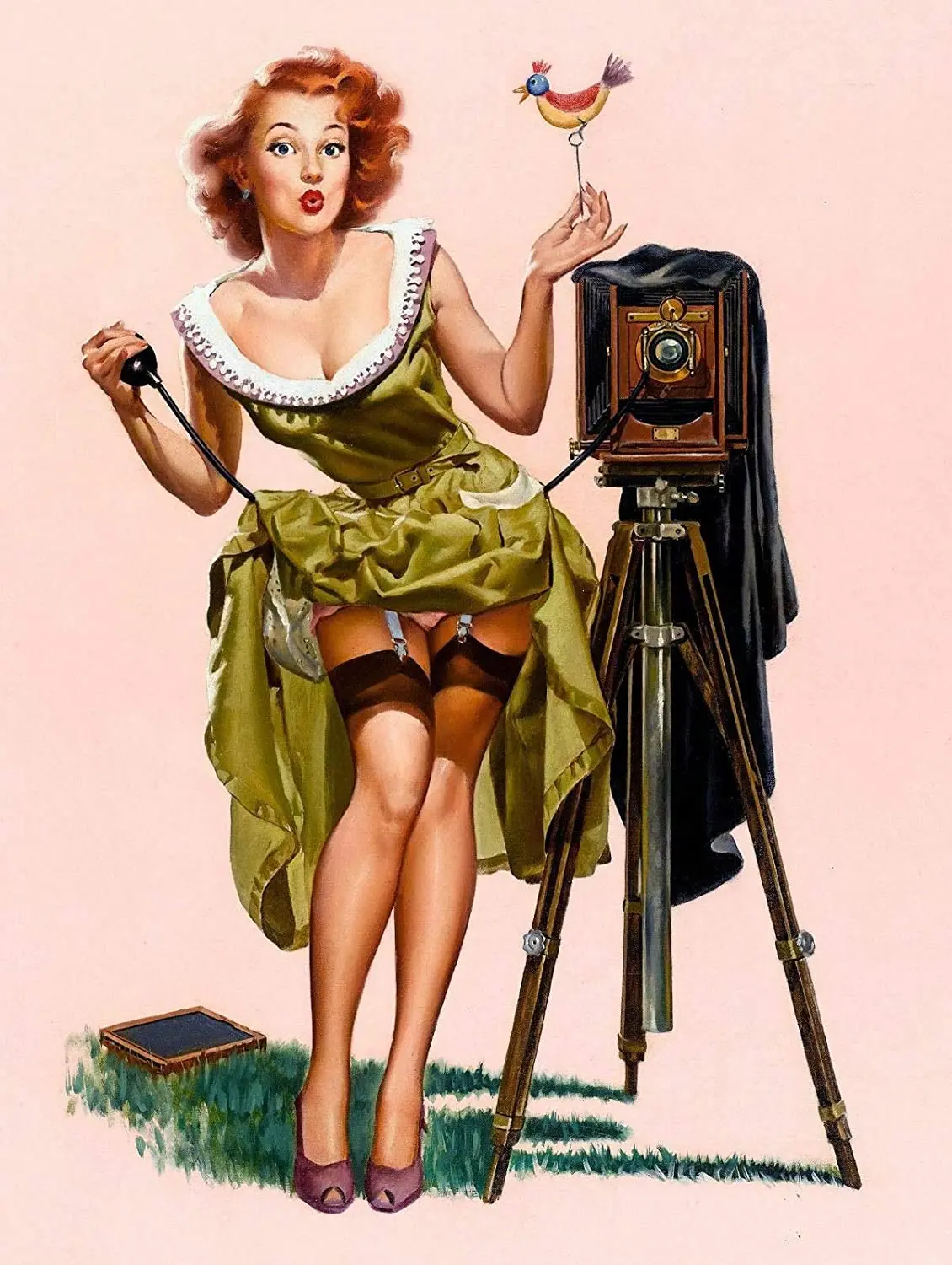 

Pin Up Camera Girl Wall Decor Metal Tin Sign 12x8 Inch