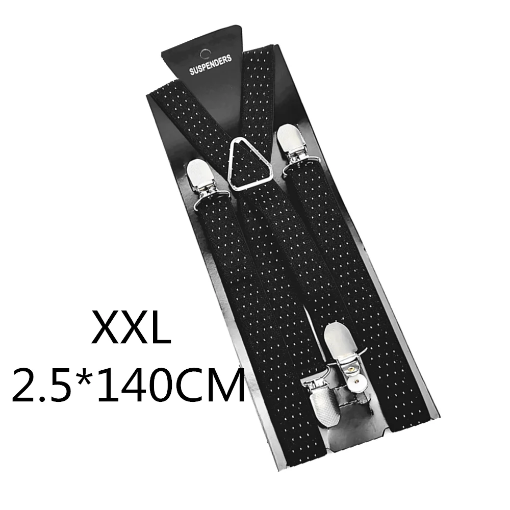 Black dot-140cm 2,5 см ширина х спина унисекс в горошек подтяжки для мужчин и женщин регулируемые эластичные Tirantes Hombre Дети брюки держатель свадебная одежда - Цвет: Black dot-140cm