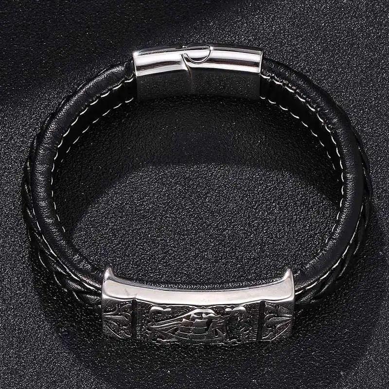 Модный кожаный браслет с изображением лодки из титановой стали мужские