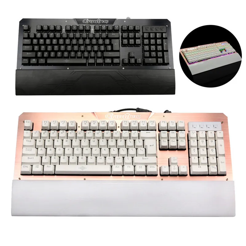 8 светодиодный игровая клавиатура с подсветкой механическая USB 104 Keycaps русская