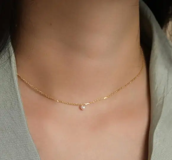 

Luck Jewelry Choker Necklace Mini Pearl 4-5mm S925 Silvers Gold Color Women Nice Gift Less Is More Boho Necklace New Arrival