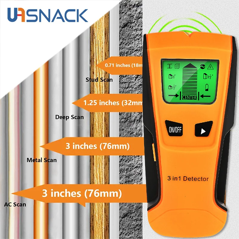 

3 In 1 Metal Detector Find Metal Wood Stud AC Voltage Live Wiring Detect Wall Scanner Detector Electric Box Finder Wall Detector