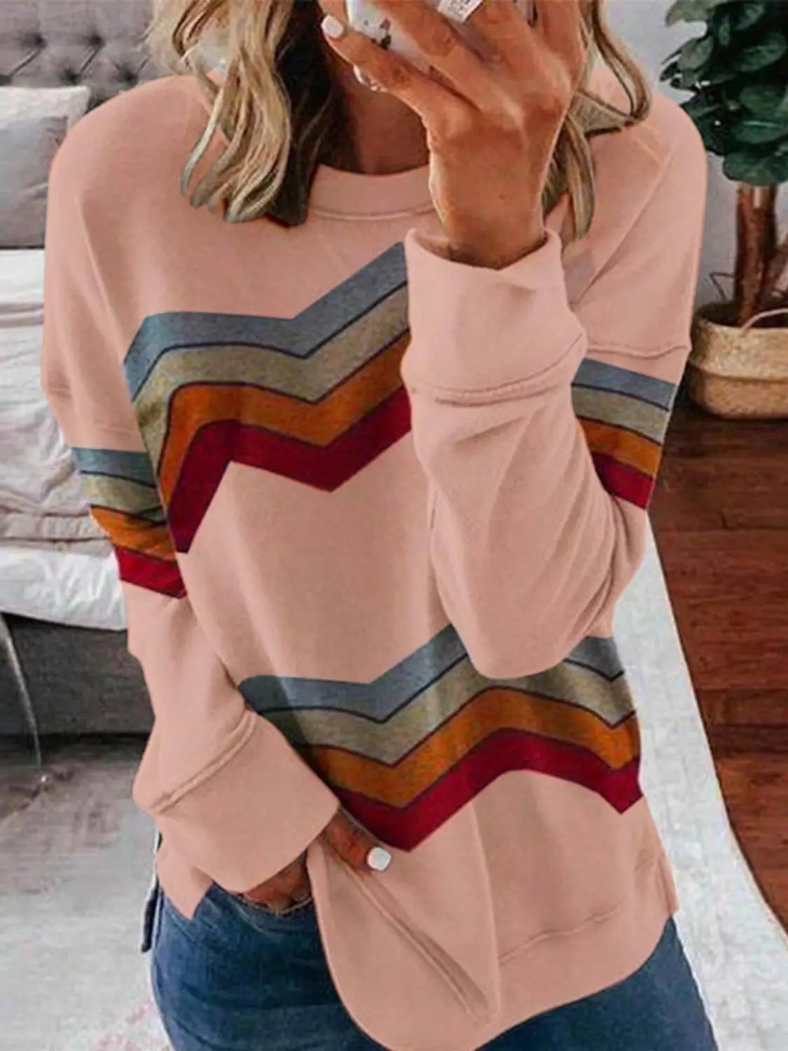 

S-5XL New Striped Top T-Shirt Women's 2020 Autumn Casual Long-Sleeve Plus Size Loose Round Neck Printed Women's Streetwear Tops