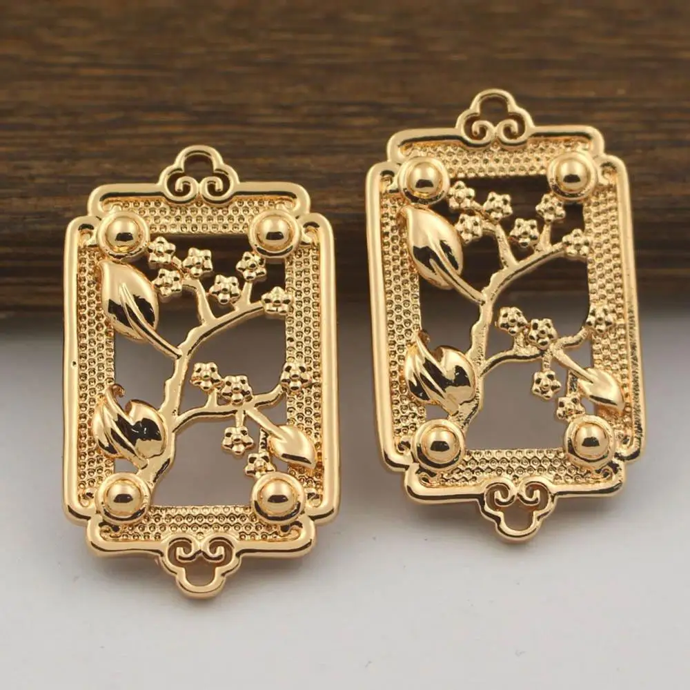 20 шт. латунные литые прямоугольные зимние цветочные ветви шармы соединители