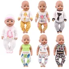 Одежда для кукол, единорог, котенок, жираф, леопардовая Пижама для 18-дюймовых американских и 43 см кукол новорожденных, игрушка для девочек на день рождения