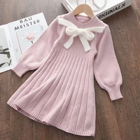 christmas baby girls winter clothes knitted sweater dress autumn thick warm sweater dresses bow kids toddler knitting clothing
