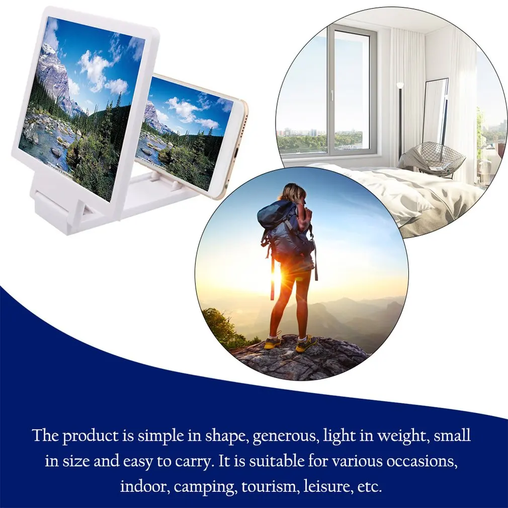 8.2 inch 3D Mobile Phone Screen Magnifier HD Video Amplifiers Stand Bracket with Movie Game Magnifying Folding Phone Desk Holder
