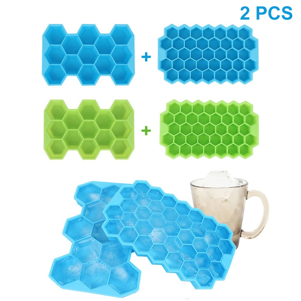 

Soft Silicone Ice Cube Trays Honeycomb Shape Ice Cube Mold With Lid For Whiskey Party Whiskey Cocktail Cold Drink