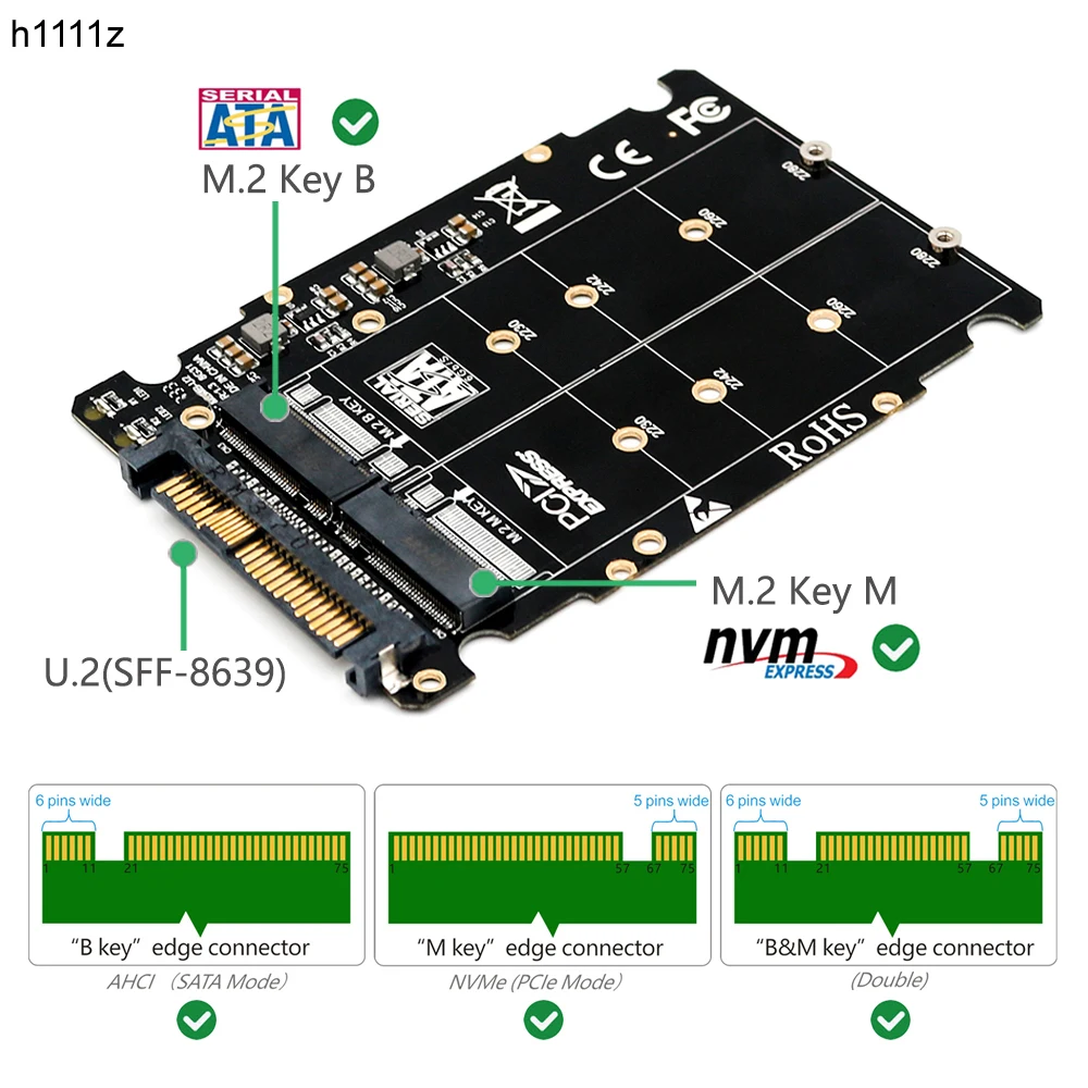 Адаптер M.2 SSD в U.2 адаптер 2в1 NVMe и SATA-Bus NGFF PCI-e для PCIe M2 конвертер настольных