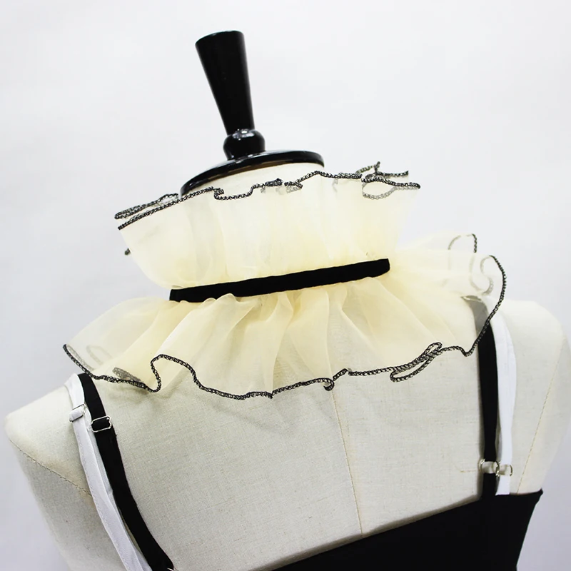 Воротник-стойка с оборками Женский винтажный накладной воротник из органзы со