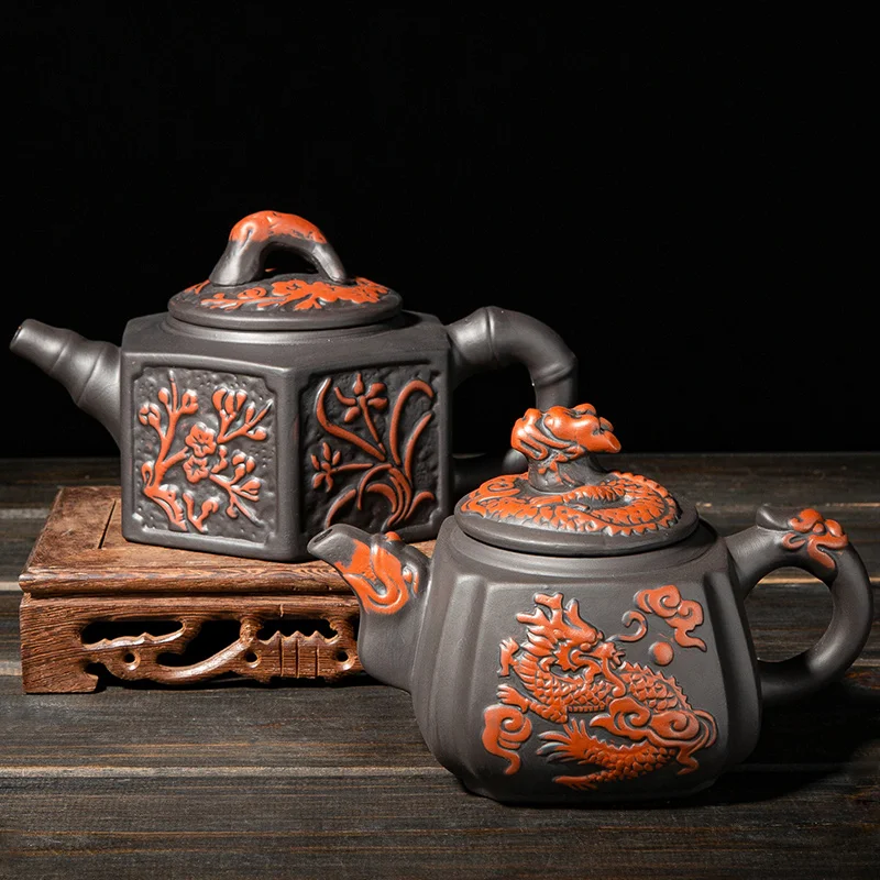 Чайные горшки с рисунком дракона Фиолетовый глиняный горшок из исинской глины