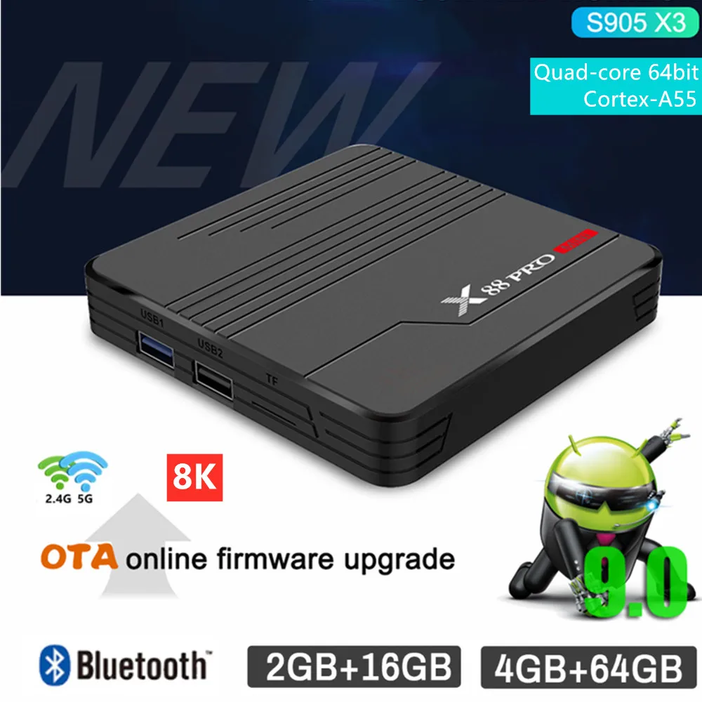 2021 Smart TV Box Android 9.0 HD 8K Fully 1080P Support Online Upgrade WiFi 2.4G&5G Set Top Box For Europe Media Player 4GB 32GB