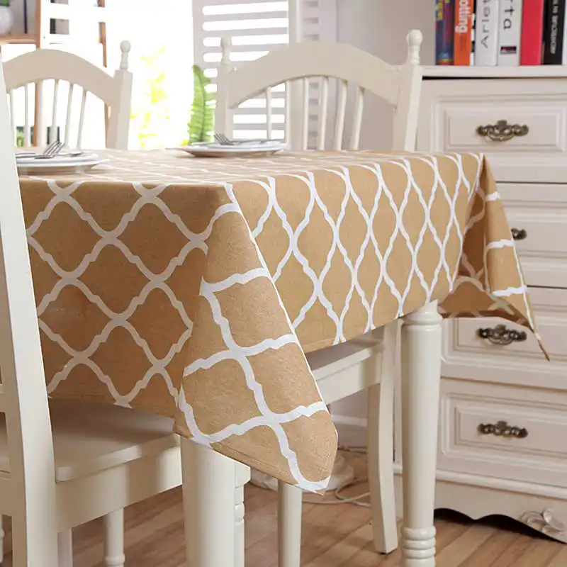 

Modern Rectangular Tablecloth Lace Geometry Rhombus Cotton Linen Table cloth Washable Tea Table Fabric for Christmas Banquet