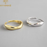 xiyanike silver color irregular wave rings trendy simple geometric handmade jewelry for women couple size 17mm adjustable