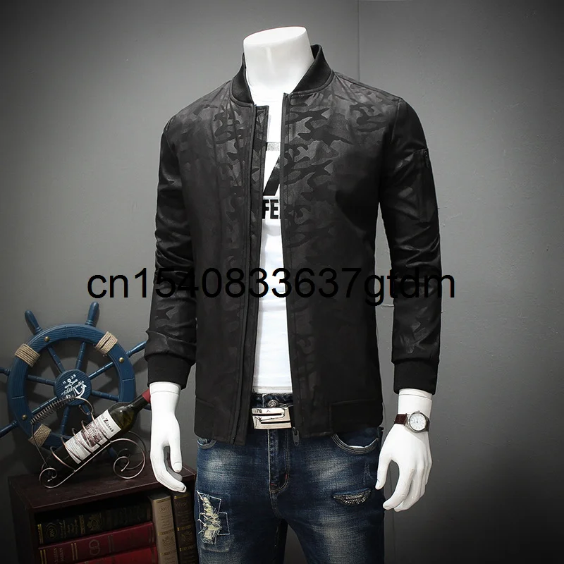 

Autumn new young men's fattening plus size camouflage printed jacket fat man loose casual baseball collar jacket men's jacket