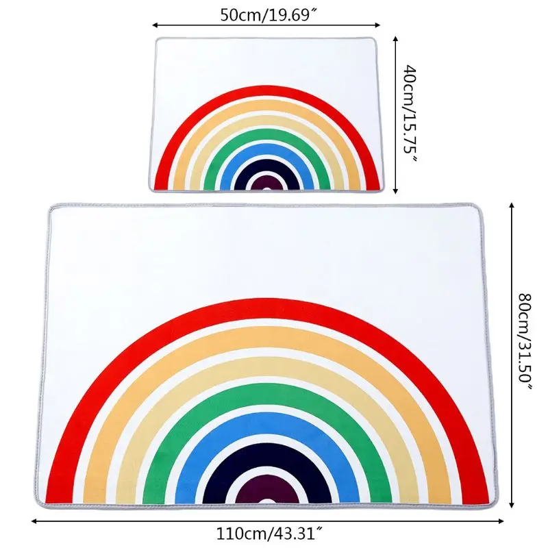 

W3JF 2 Pcs Kids Room Rainbow Carpet Crawling Pad Non-slip Baby Play Mat Game Rug Children Hoom Nursery Decor
