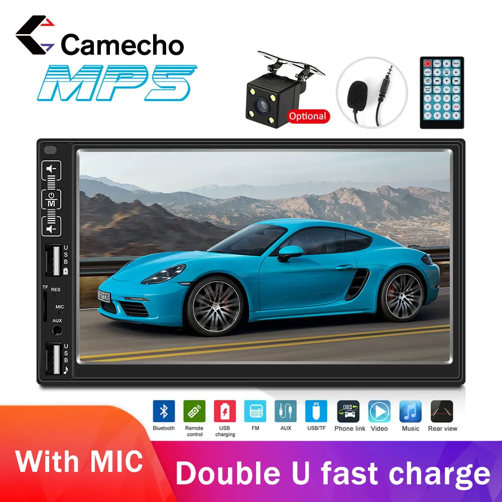 

Автомагнитола Camecho, мультимедийный плеер на Android и Iphone, с 7 "сенсорным экраном, Bluetooth, FM радио, TF, USB, MirrorLink, типоразмер 2DIN