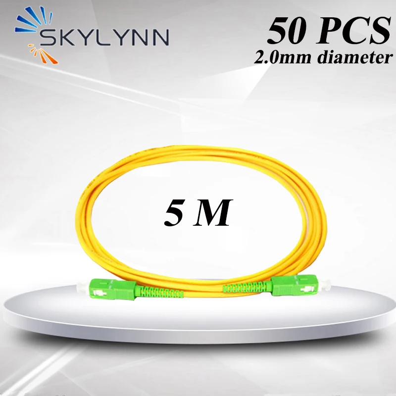 

50 шт., оптоволоконный патч-корд с желтой оболочкой LSZH длиной 5 м SC/Φ/APC SM G652D/G657A1/G657A2 SX Core диаметром 2,0 мм