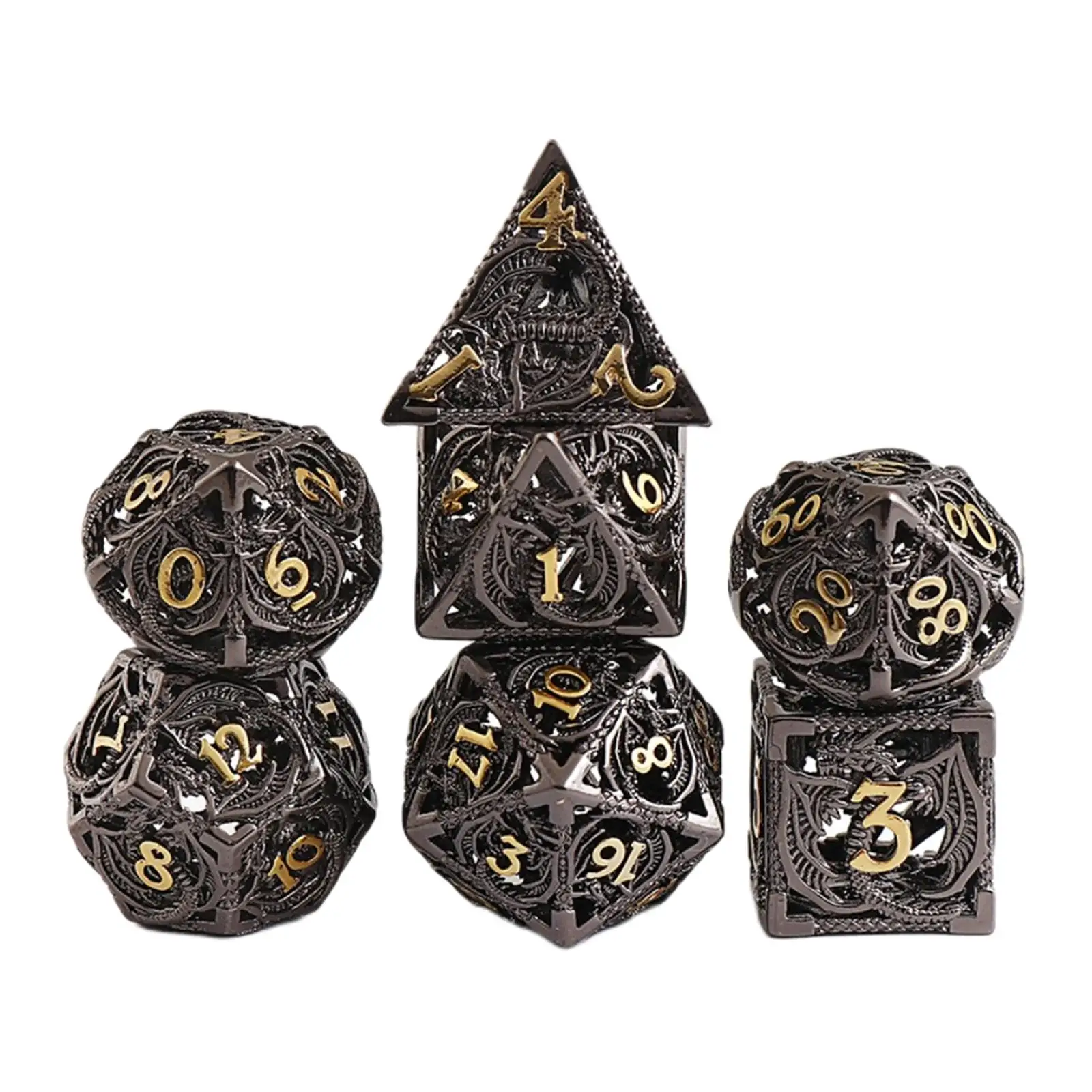

7Pcs Metal DND Dice Set with Carry Case Role Playing Game PRG Table Games