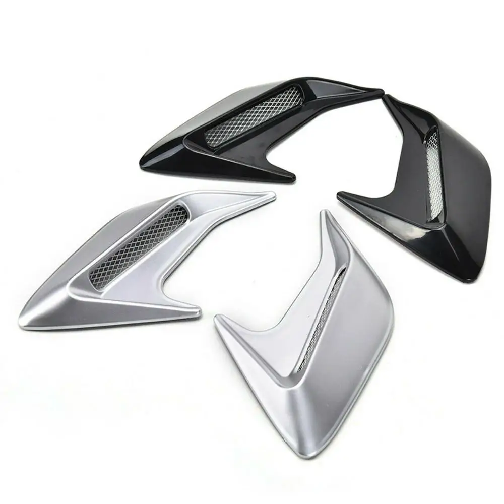 

2pcs Shark Gill Design Car Auto Side Vent Air Flow Fender Intake Sticker Car Simulation Side Vents Decorative