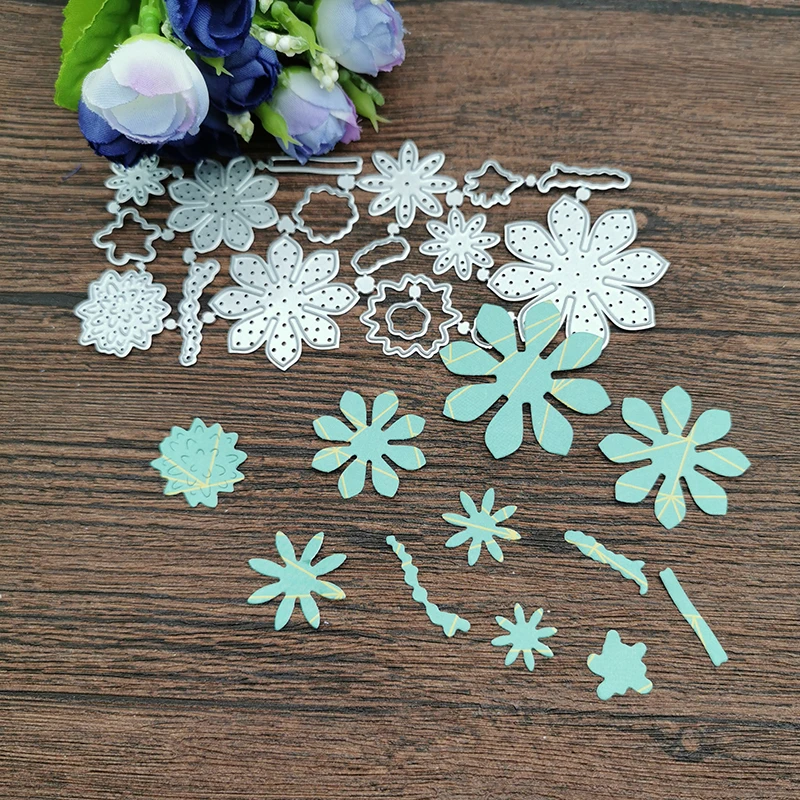 Рождественские Цветочные листья металлические Вырубные штампы фотоальбом