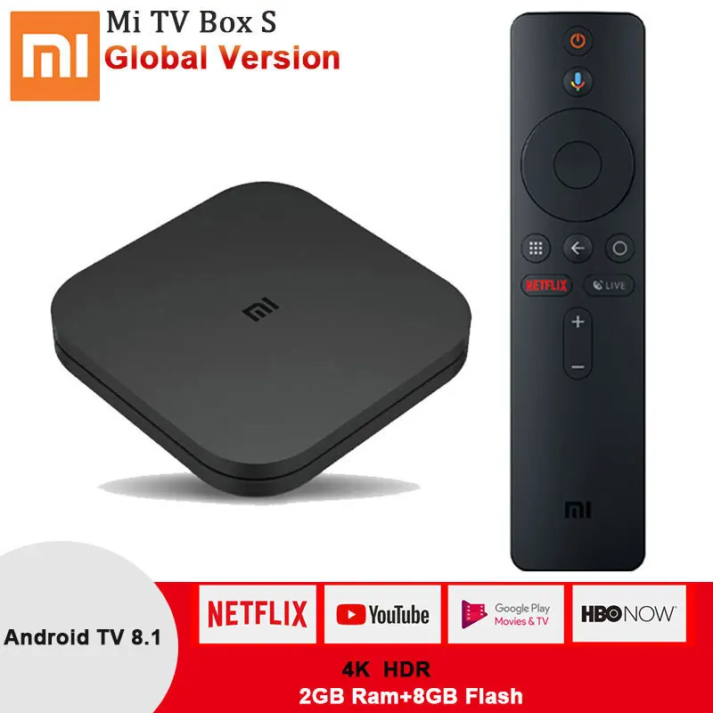 Xiaomi Mi Box S Smart Android tv 8 1 4K HDR четырехъядерный 2 4G/5 8G wifi Google Cast Netflix телеприставка 4