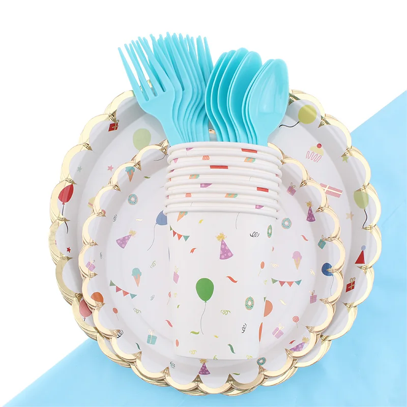 Birthday Party Decorations Kids Disposable Tableware Set Plates Cups Paper Towels Tablecloths Supplies Baby Shower | Дом и сад