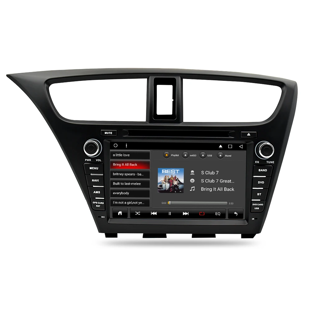 Автомагнитола с DVD плеером Android 9 0 для Honda Civic Hatchback 2013 + RDS GPS Glonass навигация аудио