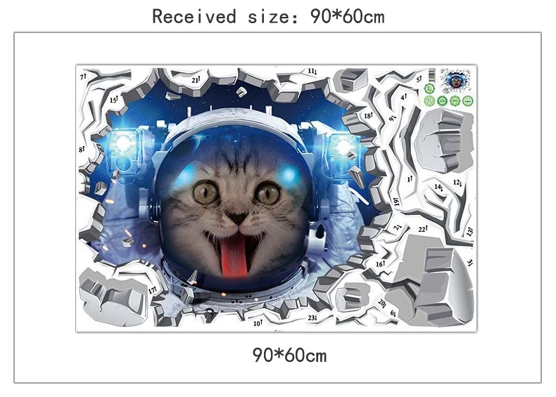 3D наклейки на стену с изображением космических кошек модные украшения для дома