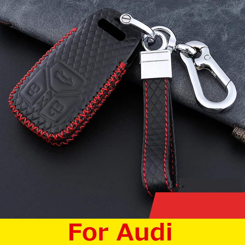 Топ Слои кожи (полиуретан) с зернистой фактурой ключа автомобиля чехол для Audi A1 A3