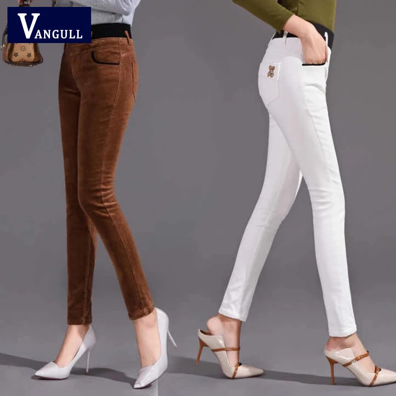 Vangull Corduroy Pants Women Stretch female Loose High Waist Trousers Cotton Women's Pantautumn and winter | Женская одежда