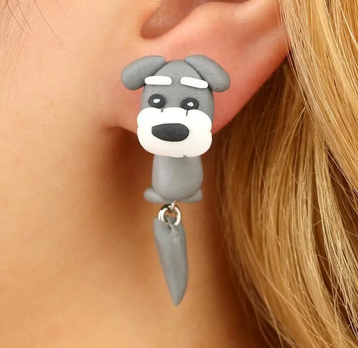 Fashion Personality Animal Soft Pottery Ear Nail Cartoon Cannibal FLOWER Fox Ceramics Earrings For Girls Women Jewelry | Украшения и