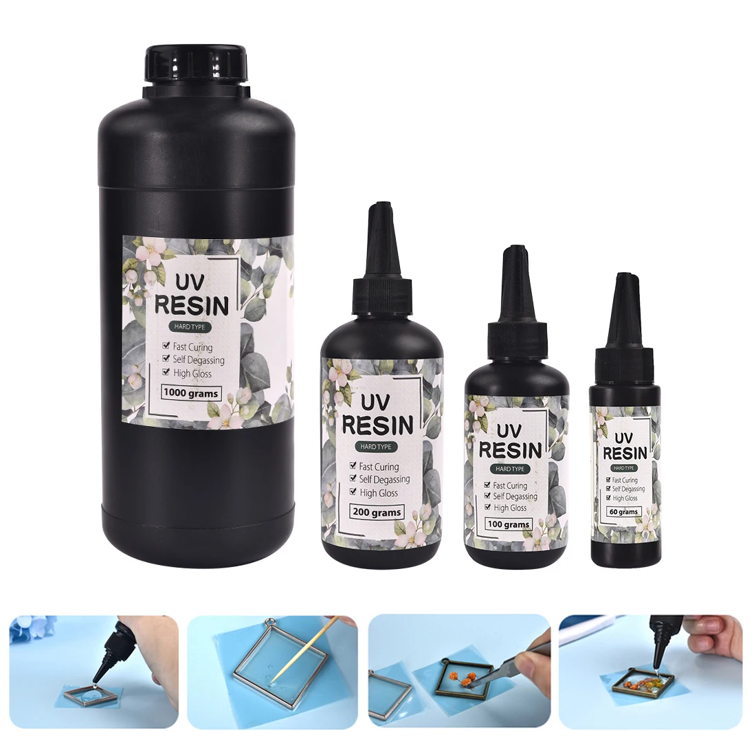 Quick-Drying UV Glue Clear Hard Resin Glue For DIY Epoxy Resin Mold Pendant Frame Jewelry Making 60g/100g/200g/1000g