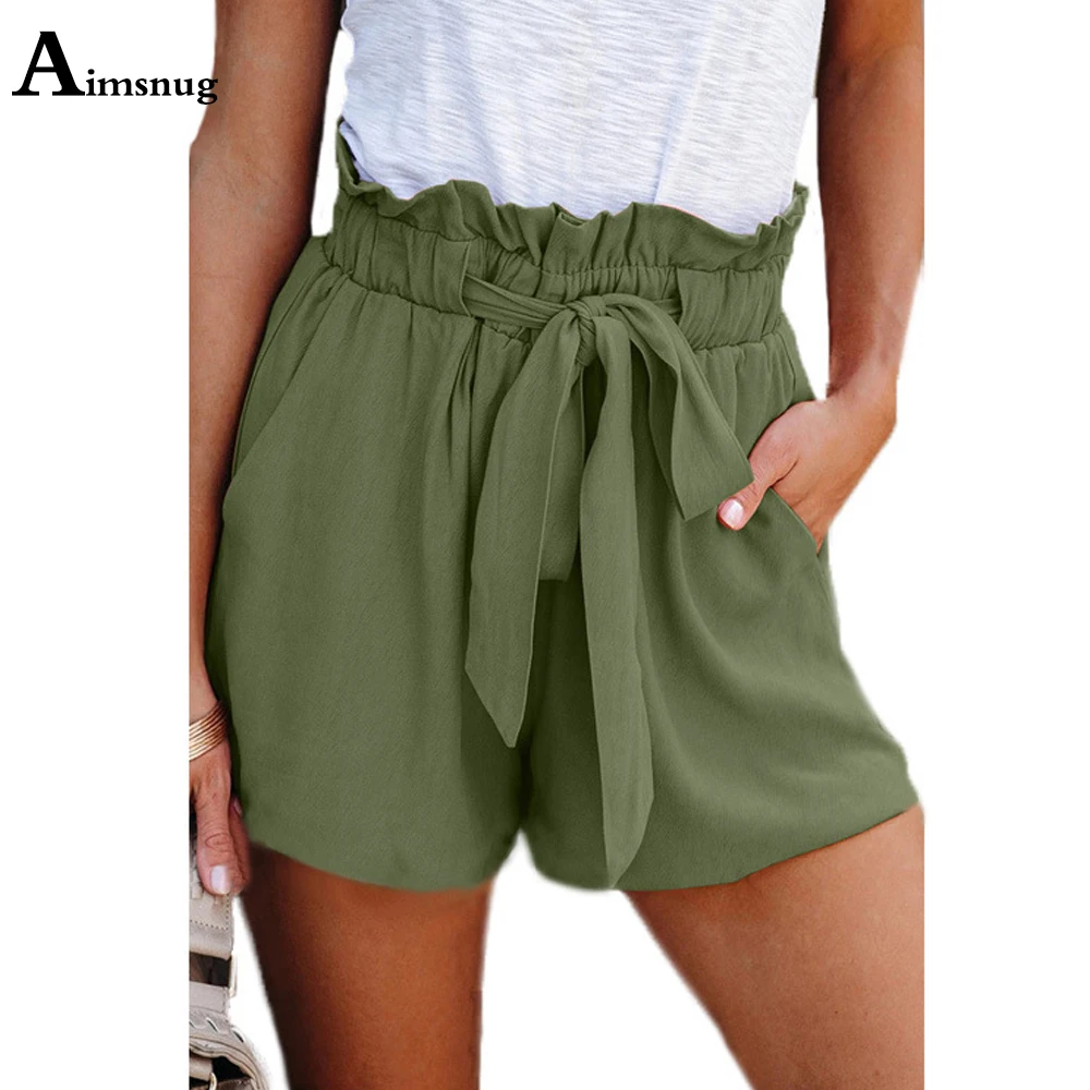 

Aimsnug Womens Leisure Drawstring Shorts with Pocket Summer High Waist Shorts Fashion 2021 Ladies Casual Shorts Plus Size S-3XL