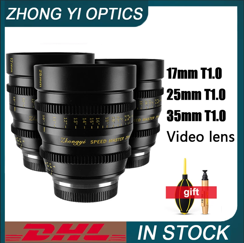 

Zhongyi 17mm25mm35mmT1.0 Cine Lens Large Aperture For BMPCC4K ZCAM E2 Olympus Panasonic M4/3 Canon EF Sony E Fujifilm XF Camera