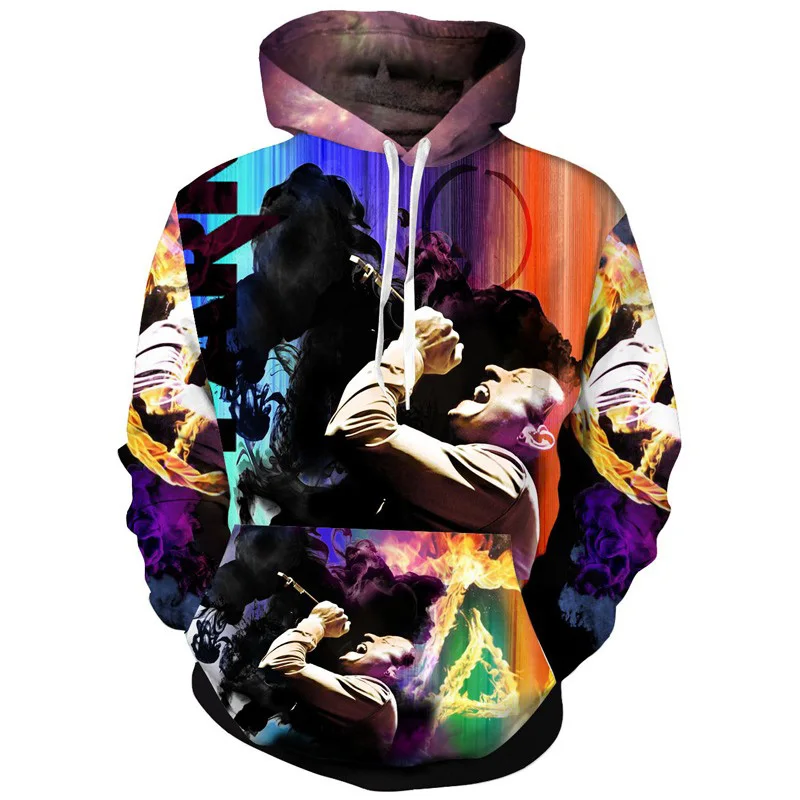 Новинка толстовки Raisevern с 3D принтом рок певицы свитшоты длинным рукавом в стиле