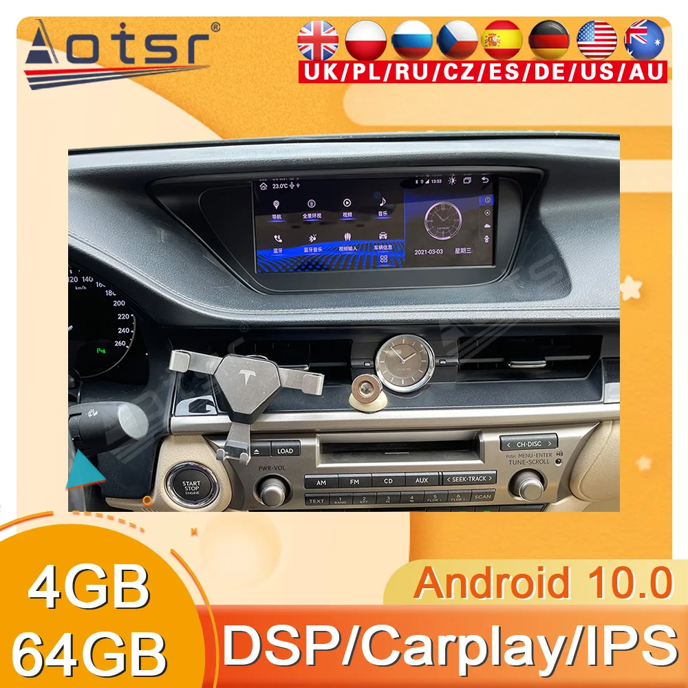 

Android 10 Radio For LEXUS ES250 ES300 ES350 2013 - 2017 GPS Navi Car Multimedia Player Stereo Head Unit Auto Audio Carplay 1Din