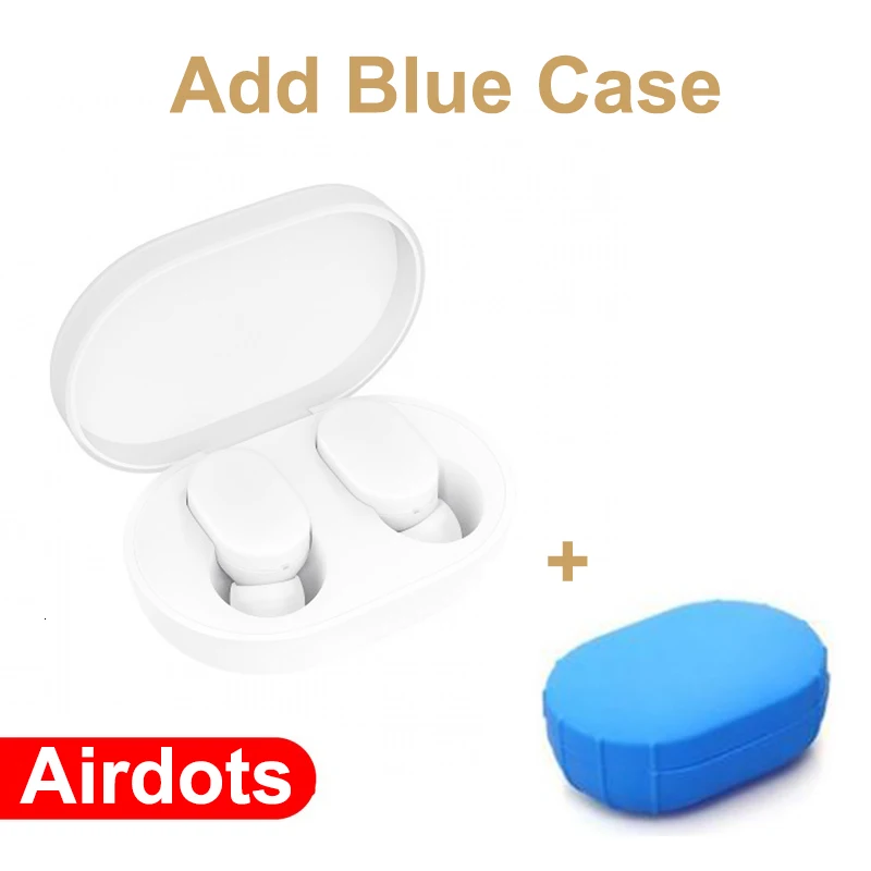 New Xiaomi MIjia Airdots earphone TWS Bluetooth 5.0 Earphone Youth Version Touch Control with Charging Box white mini in stock - Цвет: Add Blue case