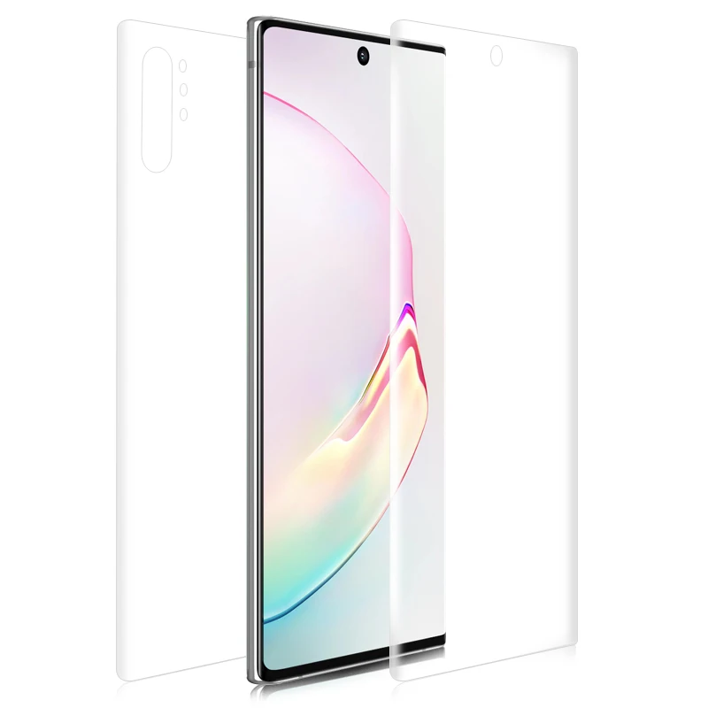 Note10 Plus стекло для камеры+ передняя и задняя 9D Гидрогелевая пленка для samsung Galaxy Note 10 Note10 Pro Защитная мягкая пленка для экрана - Цвет: Front and Back Film
