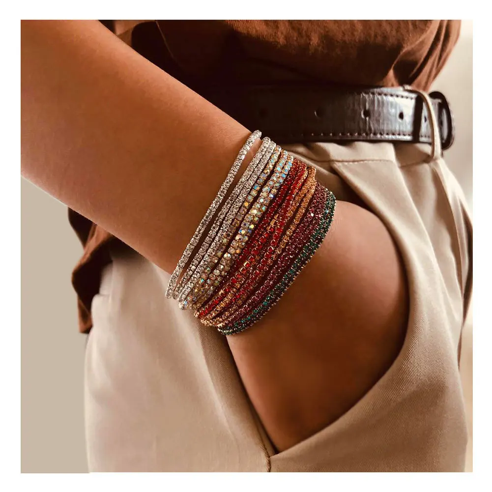 

Ladies bracelet Valentine's Day present 2021 new multicolor rhinestone elastic bracelet Ladies accessories браслет мужской кожан