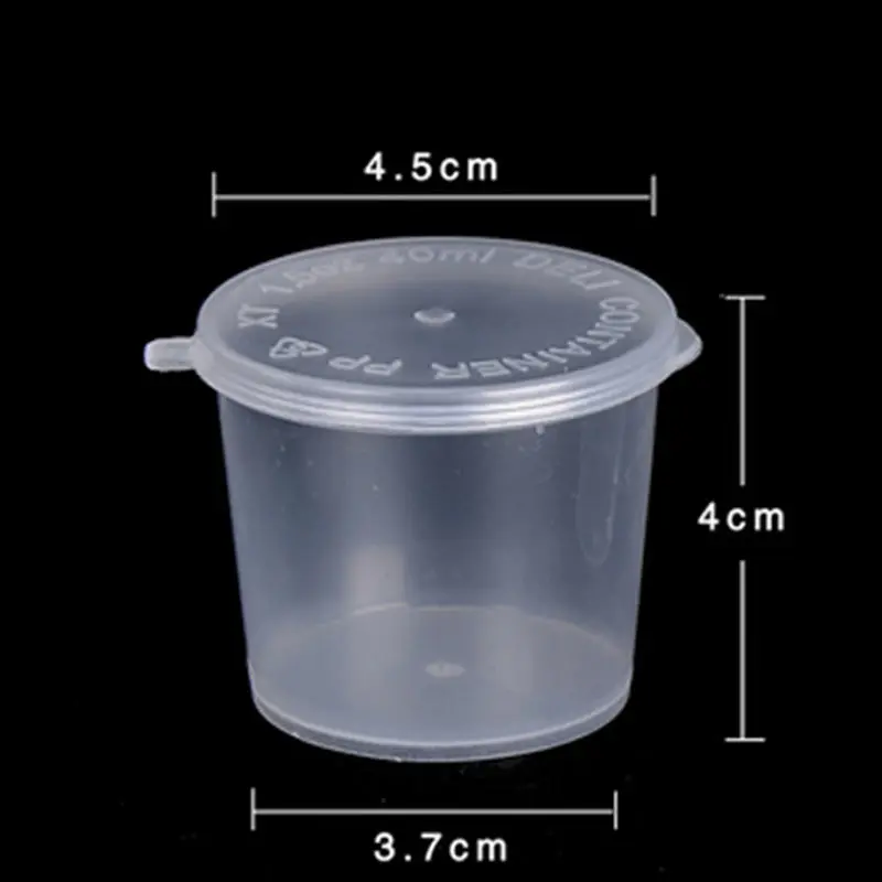 50 шт./компл. 40 мл прозрачная чашка для соуса пластиковый одноразовый контейнер