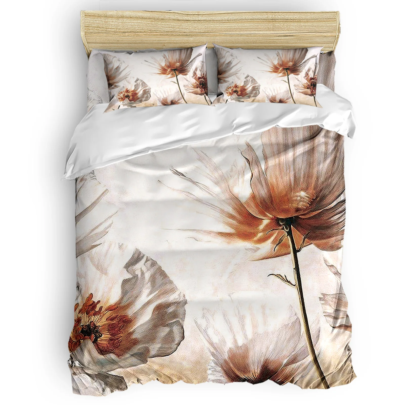 

Oil Painting White Flowers Bedding Set Bedroom Comforter Set Bed Sheet Pillowcase Fashion Design Duvet Cover Set
