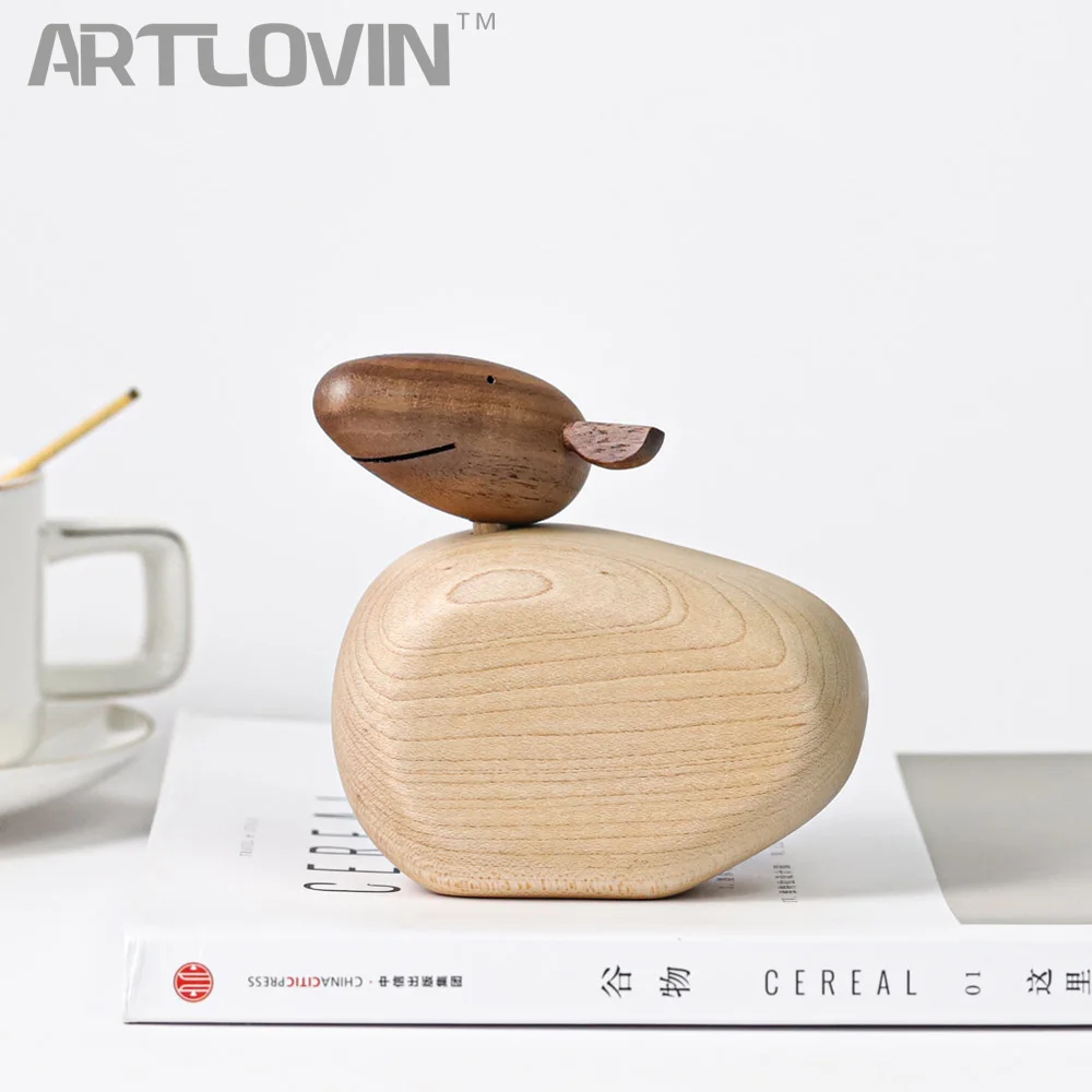 

Nordic Abstract Stlye Wooden Sheep Figures Wood Mutton Miniature Statues Creative Animal Jumbuck Model Home Decor Ornaments Gift