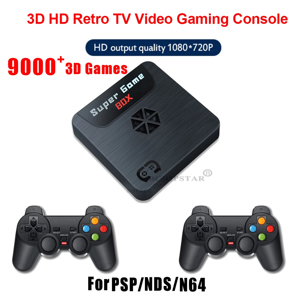 

X5 Super Console 4K Game Box With 2 Wireless Controller Player 9000+ Classic Retro Video Games Children 3D HD TV BOX For PSP N64