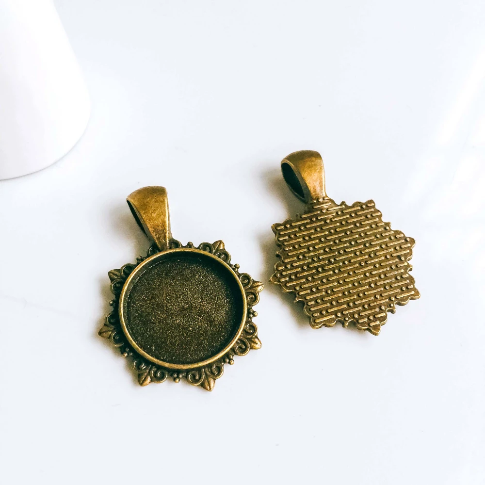 5 шт./лот 16 мм ожерелье с подвеской античная бронза серебряный цвет стеклянный