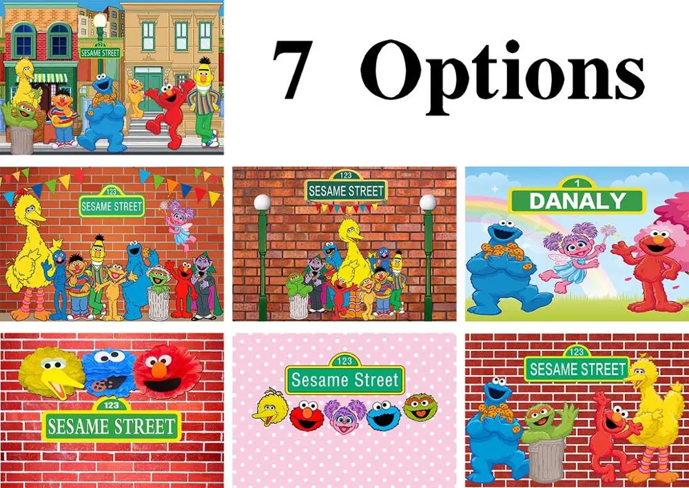 

Elmo World Bricks Wall Sesame Street Birthday Party Custom Photography Studio Background Backdrop Vinyl 7x5FT