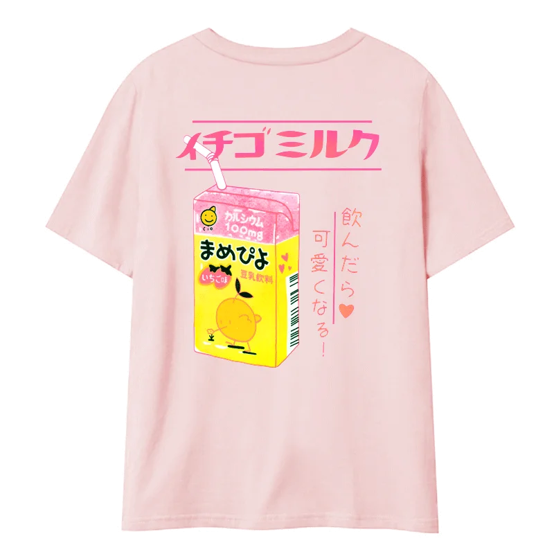 Kawaii фруктовый сок хлопковая Футболка женские Топы Harajuku Японская Мода Топ 2020