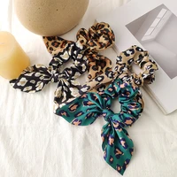 new style color leopard bow hair ring hair accessories women silk satin large intestine hair ring hair ring hair accessories